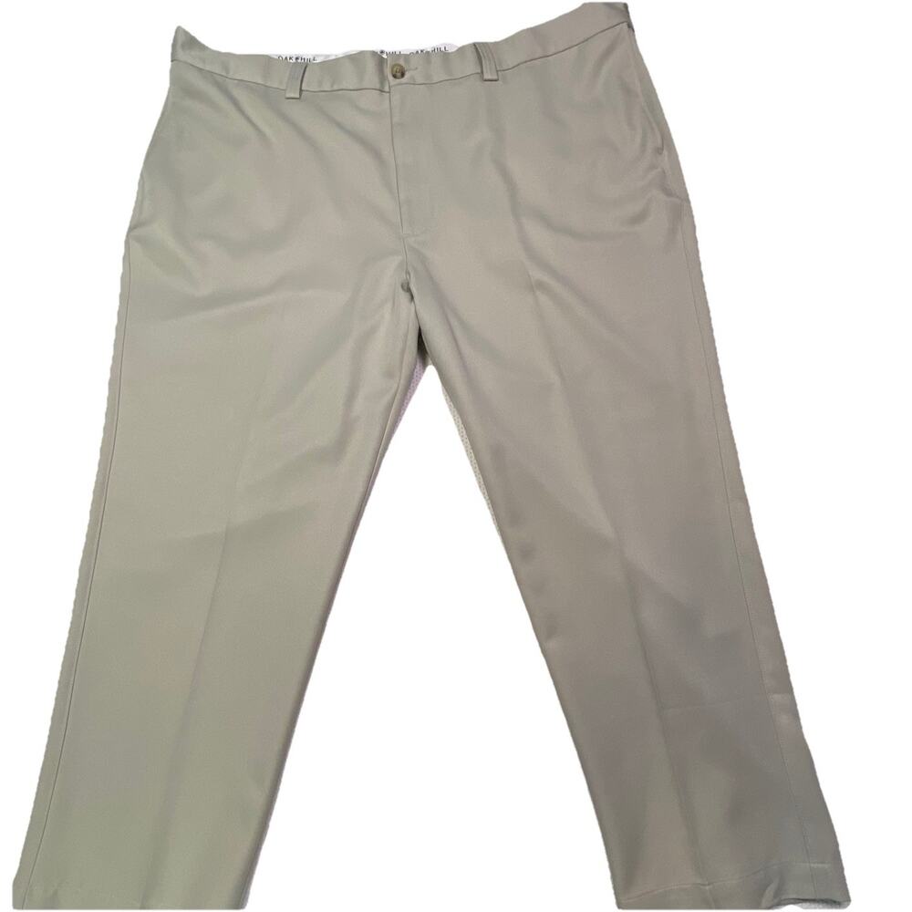 Oak Hill Men's 48 x 28 Big & Tall Wrinkle Free‎ No Iron Tan Khaki Dress Pants